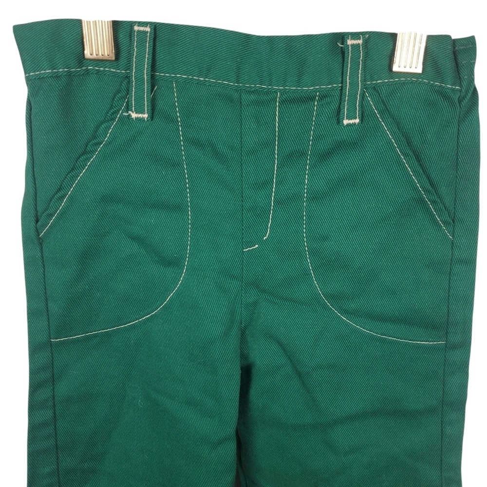 Vntg 70s Green Kids Pants. Single Stich. Rare. 4T. #0209 - Picture 2 of 13